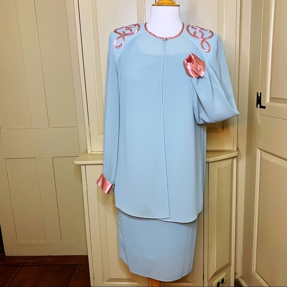 Vintage dress SET 60s 70s PATRA sz S/M Petite embroidery rhinestone silk wedding - Picture 16 of 17